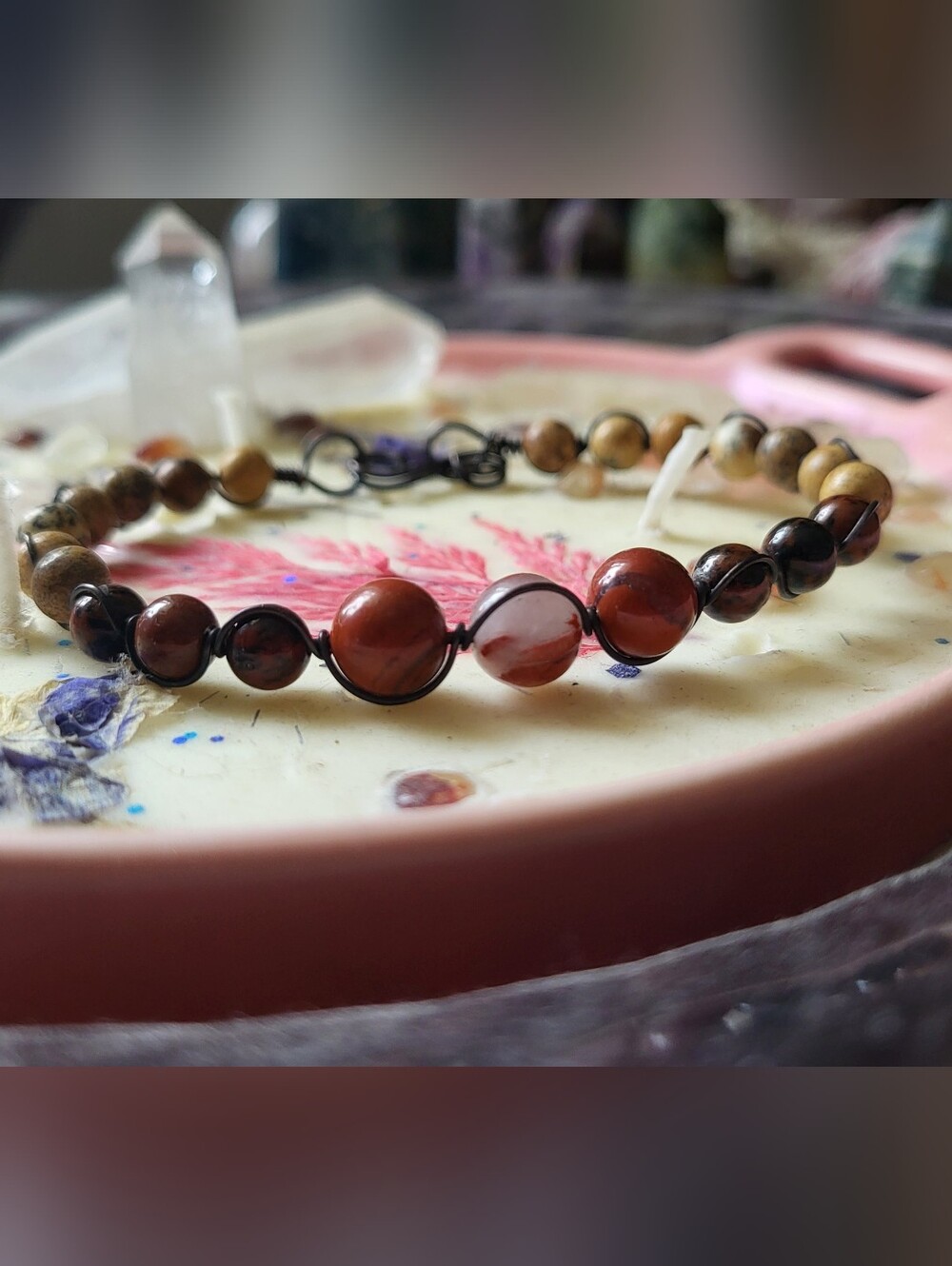 Handmade Boho Copper And Bead Bracelet